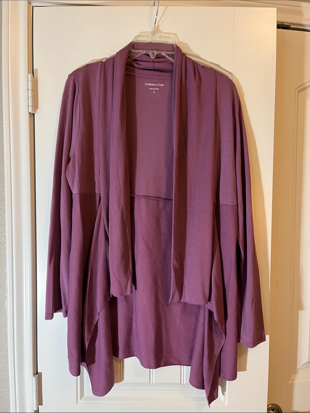 Coldwater Creek Deep Plum Draped Open-Front Cardigan